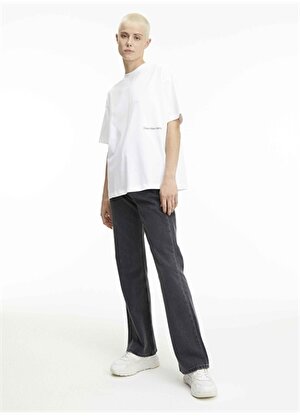 Calvin Klein Jeans Bisiklet Yaka Baskılı Beyaz Kadın T-Shirt J20J221629