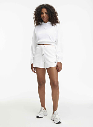 Calvin Klein Jeans Kapüşon Yaka Düz Beyaz Kadın T-Shirt J20J221441