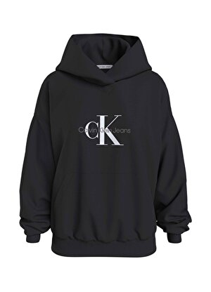 Calvin Klein Jeans Kapüşon Yaka Baskılı Siyah Kadın Sweatshırt J20J222129