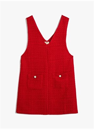 Koton Düz Kırmızı Kız Çocuk Kısa Elbise 4WKG80026AW