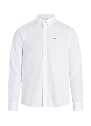 Calvin Klein Slim Fit Düğmeli Yaka Beyaz Erkek Gömlek K10K110856YAF