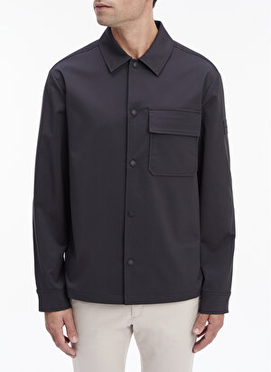 Calvin Klein Slim Fit Düğmeli Yaka Siyah Erkek Gömlek K10K111655BEH