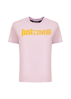 Just Cavalli Bisiklet Yaka Baskılı Pembe Kadın T-Shirt 74PBHF00