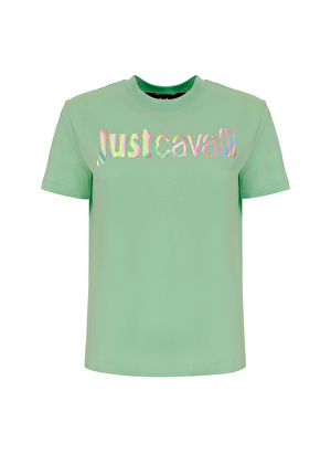 Just Cavalli Bisiklet Yaka Baskılı Beyaz Kadın T-Shirt 74PBHG00