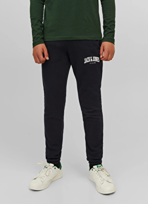 Jack & Jones Siyah Erkek Çocuk Uzun Lastikli Baskılı Eşofman Altı JPSTKANE JJJOSH SWEAT PANTS JNR   