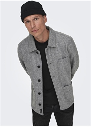 Only & Sons Rahat Gri Melanj Erkek Ceket ONSJAX AW JACKET OTW