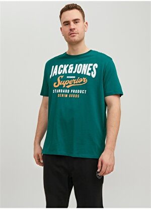 Jack & Jones O Yaka Baskılı Yeşil Erkek T-Shirt JJELOGO TEE SS O-N 2COL 22/23 NOOS