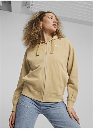 Puma Krem Kadın Kapüşonlu  Zip Ceket 67600384-HER Full-Zip Hoodie TR   