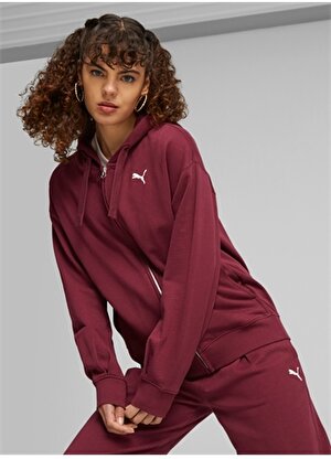 Puma Bordo Kadın Kapüşonlu  Zip Ceket 67600322-HER Full-Zip Hoodie TR   