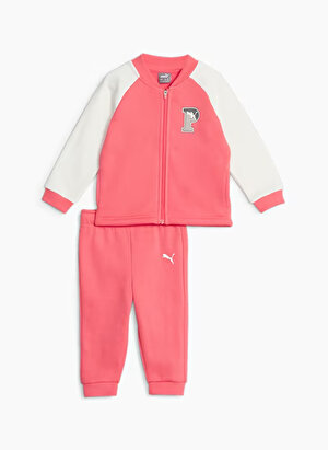 Puma Pembe Erkek Çocuk Fermuarlı Uzun Kollu Lastikli Düz Eşofman Takımı 67637847 MINICATS PUMA SQUAD Jogger  