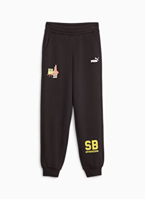 Puma Siyah Erkek Çocuk Uzun Lastikli Düz Eşofman Altı 62221401 PUMA X SPONGEBOB Sweatpant   