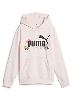 Puma Pembe Erkek Çocuk Kapüşonlu Uzun Kollu Düz Sweatshirt 62221324 PUMA X SPONGEBOB Hoodie   