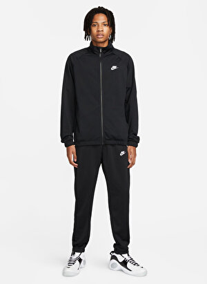 Nike Siyah - Gri - Gümüş Erkek Dik Yaka Regular Fit Eşofman Takımı FB7351-010 M NK CLUB PK TRK SUIT