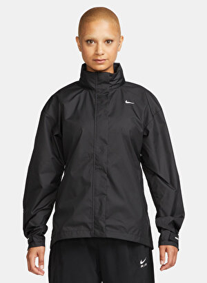 Nike Siyah - Gri - Gümüş Kadın Dik Yaka Regular Fit Ceket FB7451-010 W NK FAST REPEL