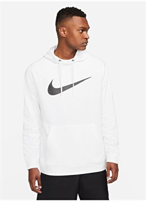 Nike Beyaz Erkek Yuvarlak Yaka Regular Fit Sweatshirt CZ2425-100 M NK DF HDIE PO SWSH