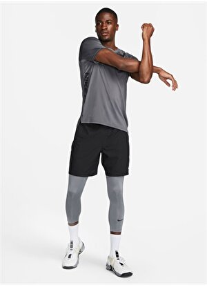 Nike Siyah - Gri - Gümüş Erkek Slim Fit Tayt FB7950-084 M NP DF 3QT TIGHT 