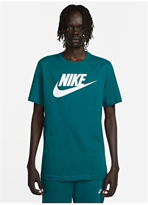 Nike Yeşil Erkek Yuvarlak Yaka Regular Fit T-Shirt AR5004-381 M NSW TEE ICON FUTURA
