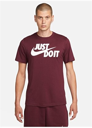 Nike Kırmızı - Pembe Erkek Yuvarlak Yaka Regular Fit T-Shirt AR5006-682 M NSW TEE JUST DO IT SWO
