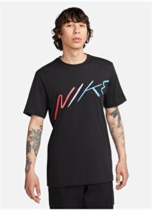 Nike Siyah - Gri - Gümüş Erkek Yuvarlak Yaka Regular Fit T-Shirt FD1276-010 M NSW TEE CLUB+ HBR