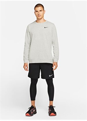 Nike Siyah - Gri - Gümüş Erkek Yuvarlak Yaka Uzun Kollu T-Shirt CZ7395-063 M NK DF LS CRW