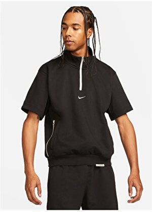 Nike Siyah - Gri - Gümüş Erkek Yuvarlak Yaka Regular Fit T-Shirt FB7052-010 M NK DF STD ISS QZ SS TO
