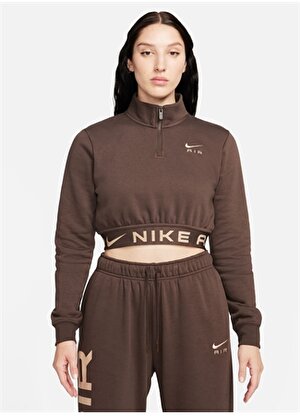 Nike Kahve Kadın Uzun Kollu T-Shirt FB8067-237 W NSW AIR FLC TOP  