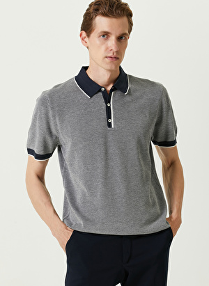 Network Polo Yaka Slim Fit Lacivert Erkek Kazak 1089386