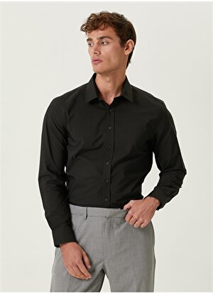 Network Slim Fit Klasik Yaka Siyah Erkek Gömlek 1089631