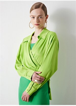 İpekyol Gömlek Yaka Açık Yeşil Kadın Bluz IW6230006060DE6