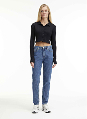 Calvin Klein Jeans Yüksek Bel Düz Paça Normal Mavi Kadın Denim Pantolon J20J2212491A4