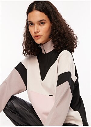 Skechers Taş Kadın Fermuarlı Regular Fit Sweatshirt ock Color Block Half Zip