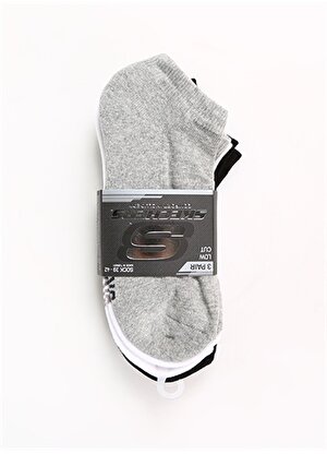 Skechers Siyah - Beyaz - Gri Unisex Regular Fit 3lü Çorap 512-971U 3 Pack Padded Low Cut Sock 