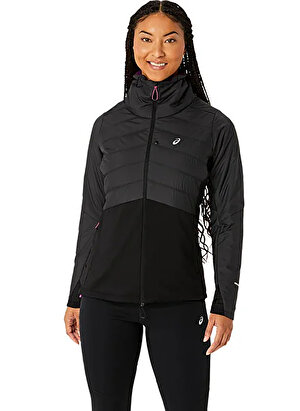 Asics Siyah - Gri Kadın Fermuarlı Ceket 2012C855-001 WINTER RUN JACKET 