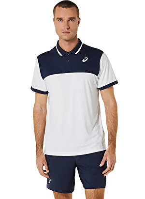 Asics Beyaz - Mavi Erkek Polo T-Shirt 2041A256-102 MEN COURT  