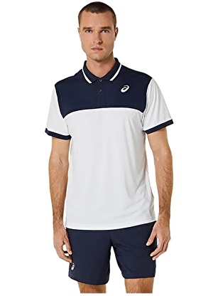 Asics Beyaz - Mavi Erkek Polo T-Shirt 2041A256-102 MEN COURT  