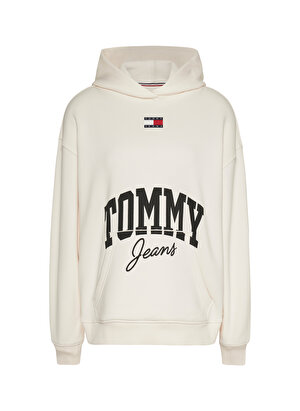 Tommy Jeans Kapüşon Yaka Baskılı Beyaz Kadın Sweatshırt DW0DW16399YBH