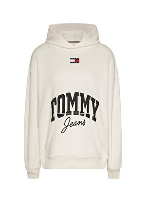 Tommy Jeans Kapüşon Yaka Baskılı Beyaz Kadın Sweatshırt DW0DW16399YBH