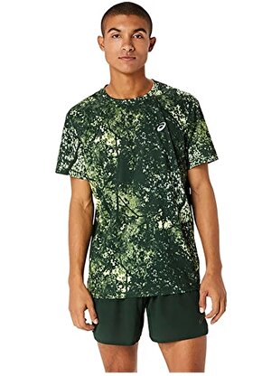 Asics Mavi - Yeşil Erkek Klasik Yaka T-Shirt 2011C885-300 AOP SS TOP 