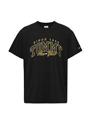 Tommy Jeans Bisiklet Yaka Baskılı Siyah Erkek T-Shirt DM0DM17733BDS