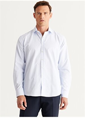 Altınyıldız Classics Comfort Fit Klasik Yaka Beyaz - Mavi Erkek Gömlek 4A2024100007