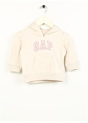 Gap Açık Gri Kız Bebek Kapüşonlu Uzun Kollu Baskılı Eşofman Üstü 618806-A 
