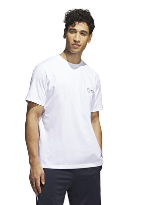 adidas Beyaz Erkek Yuvarlak Yaka Baskılı T-Shirt IM4623 WWH HBR TEE         WHI