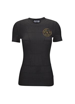 Versace Jeans Couture Bisiklet Yaka Düz Siyah Kadın T-Shirt 75HAHT06