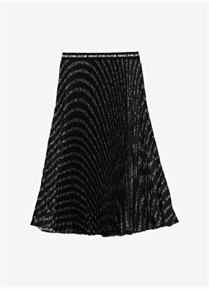Versace Jeans Couture Yüksek Bel Siyah Kadın Desenli Midi Etek 75HAE808