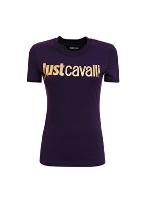 Just Cavalli Bisiklet Yaka Baskılı Siyah Kadın T-Shirt 75PAHT00