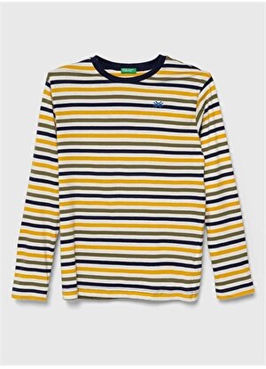 Benetton Sarı - Lacivert Erkek Çocuk T-Shirt 3XWWC10D8