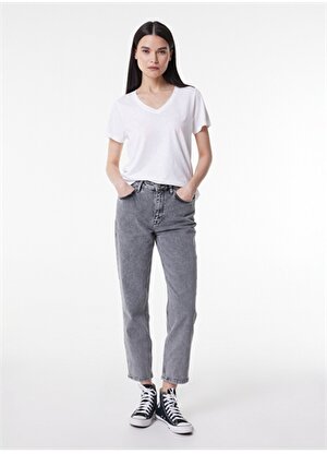 Lee L30UQBE20-Gri Gri Kadın Yüksek Bel Regular Fit Denim Pantolon