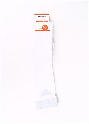 Cozzy Socks Beyaz Kız Çocuk Diz Altı Çorap COZZY-KALP-YALDIZLI