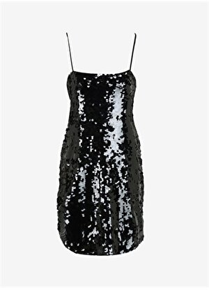 JJXX Klasik Yaka Payetli Siyah Standart Kadın Elbise JXAVA SEQUIN STRAP SHORT DRESS WVN