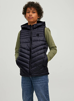 Jack & Jones Haki Erkek Çocuk Kapüşonlu Kolsuz Düz Yelek JJEHERO BODYWARMER HOOD NOOS JNR   